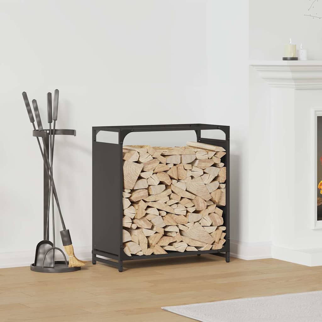 Brennholzregal Schwarz 60x28x65 cm