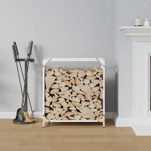 Weißes Kaminholzregal aus Stahl 60x28x65 cm