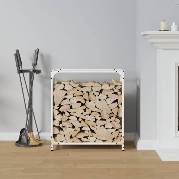Weißes Kaminholzregal aus Stahl 60x28x65 cm
