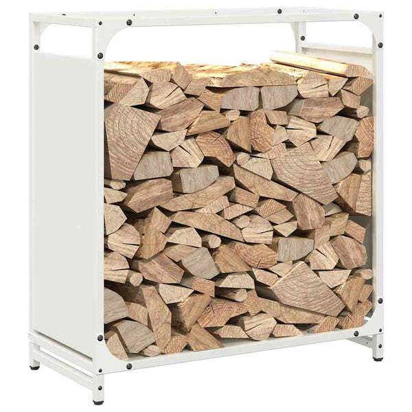 Weißes Kaminholzregal aus Stahl 60x28x65 cm