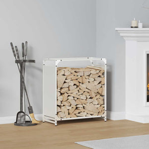 Weißes Kaminholzregal aus Stahl 60x28x65 cm
