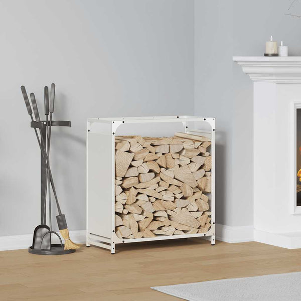 Weißes Kaminholzregal aus Stahl 60x28x65 cm