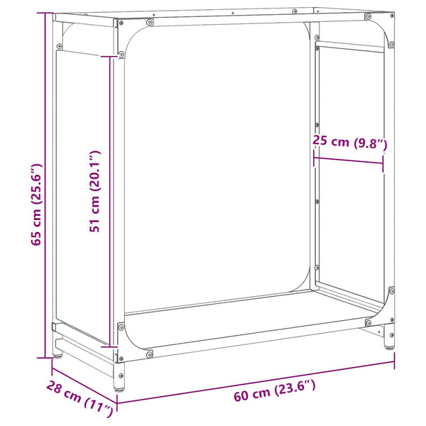 Brennholzregal Anthrazit 60x28x65 cm