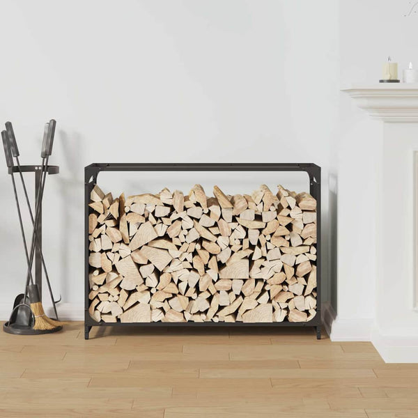 Brennholzregal Schwarz 90x65 cm