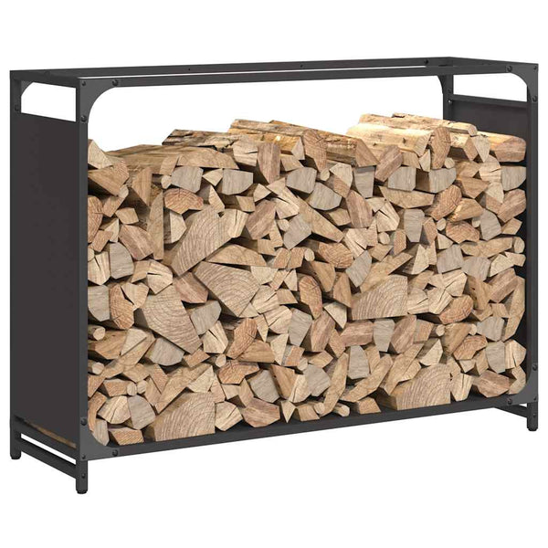 Brennholzregal Schwarz 90x65 cm