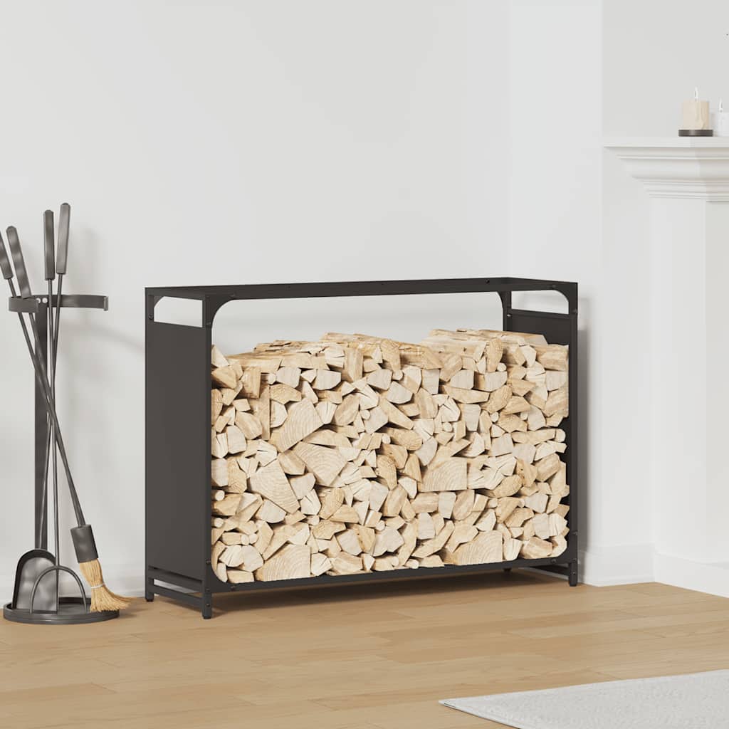 Brennholzregal Schwarz 90x65 cm