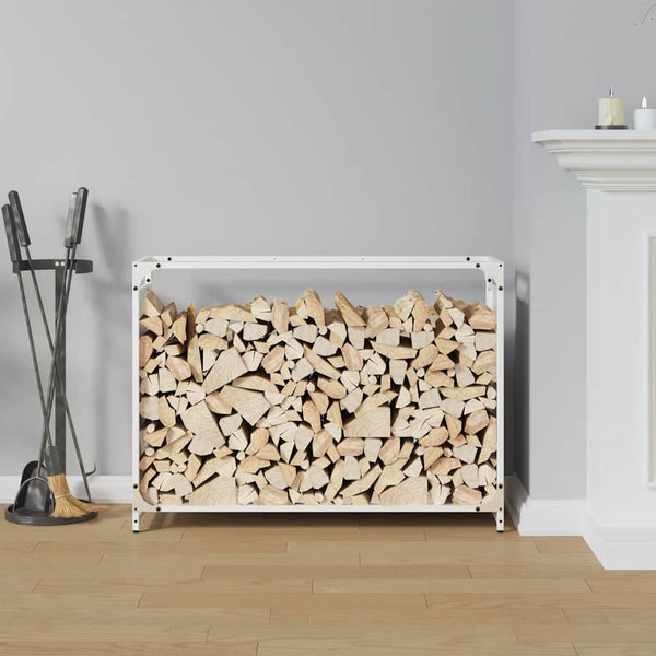 Weißes Brennholzregal 90x28x65 cm