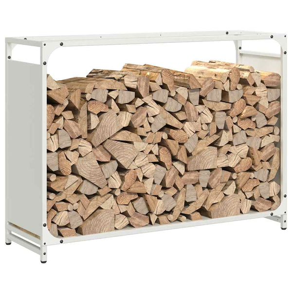 Weißes Brennholzregal 90x28x65 cm