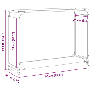 Weißes Brennholzregal 90x28x65 cm