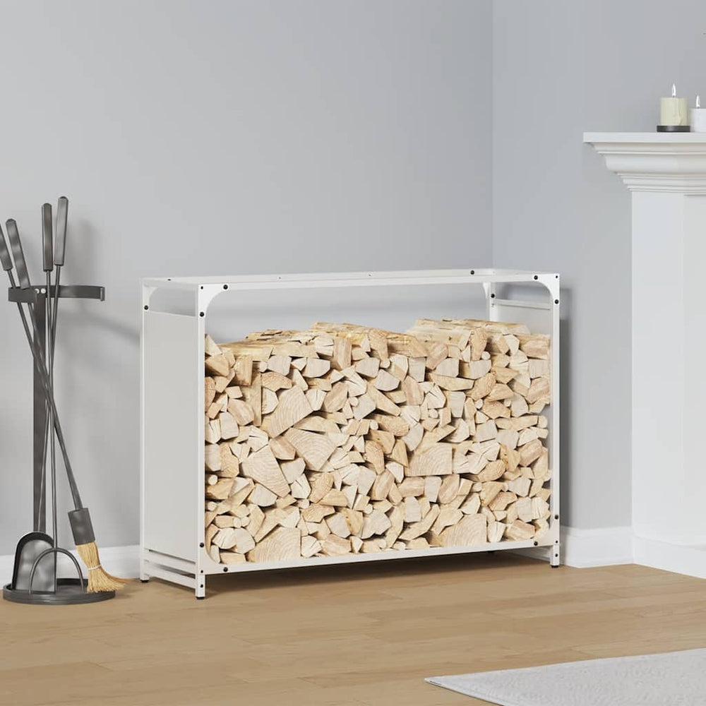 Weißes Brennholzregal 90x28x65 cm