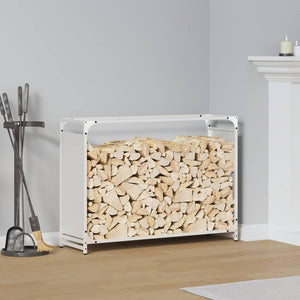 Weißes Brennholzregal 90x28x65 cm