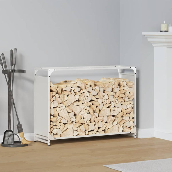 Weißes Brennholzregal 90x28x65 cm