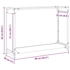Brennholzregal Anthrazit Stahl 90x28x65 cm