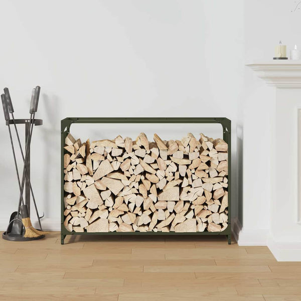 Brennholzregal Olivgrün 90x65 cm