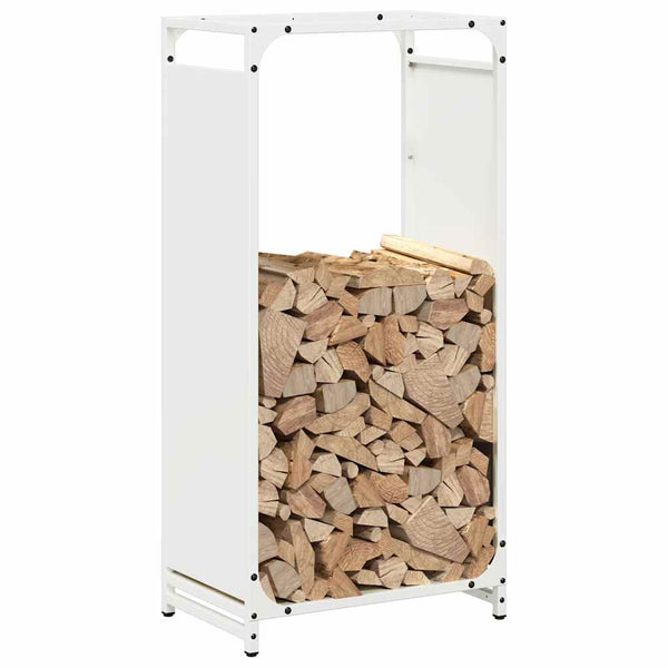 Weißes Kaminholzregal aus Stahl 44x28x90 cm