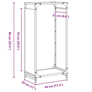 Brennholzregal Anthrazit Stahl 44x28x90cm