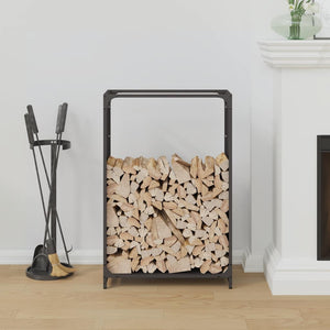 Schwarzes Brennholzregal 60x28x90cm
