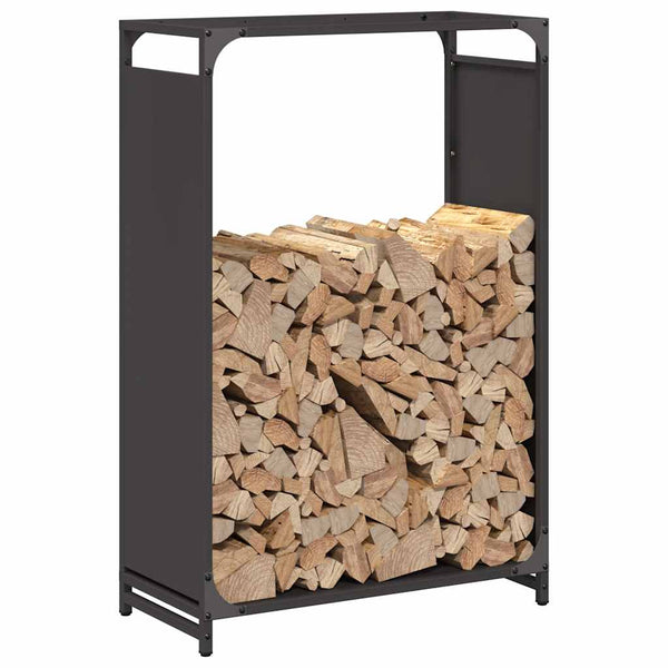 Schwarzes Brennholzregal 60x28x90cm