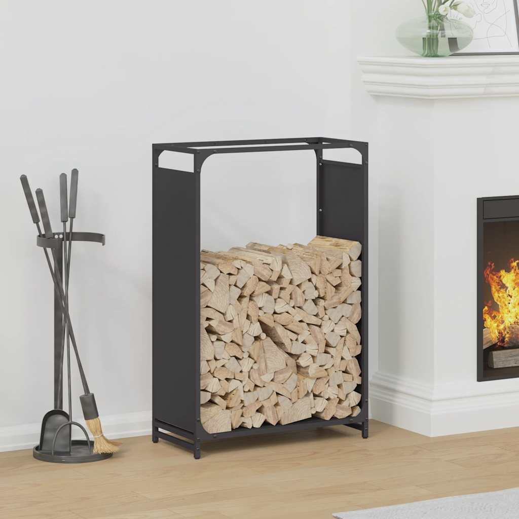 Schwarzes Brennholzregal 60x28x90cm