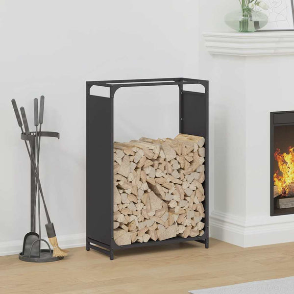 Schwarzes Brennholzregal 60x28x90cm