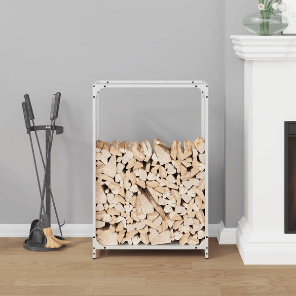 Weißes Kaminholzregal aus Stahl 60x28x90 cm
