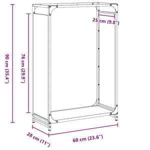 Weißes Kaminholzregal aus Stahl 60x28x90 cm