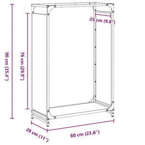 Brennholzregal Anthrazit Stahl 60x28x90 cm