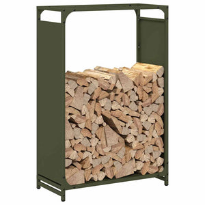 vidaXL Casier à bûches vert olive 60x28x90 cm acier laminé à froid