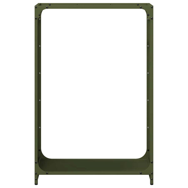 vidaXL Casier à bûches vert olive 60x28x90 cm acier laminé à froid
