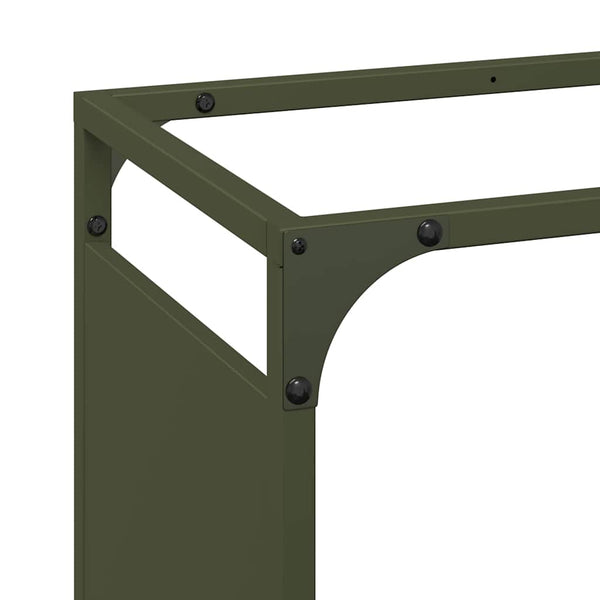 vidaXL Casier à bûches vert olive 60x28x90 cm acier laminé à froid