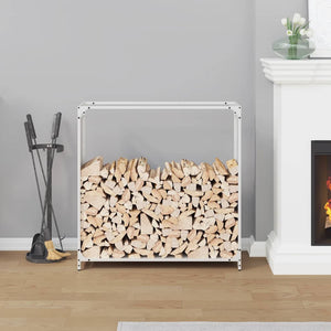vidaXL Casier à bûches blanc 90x28x90 cm Acier laminé à froid
