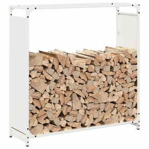 vidaXL Casier à bûches blanc 90x28x90 cm Acier laminé à froid