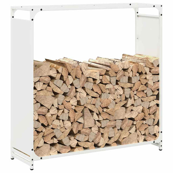 vidaXL Casier à bûches blanc 90x28x90 cm Acier laminé à froid