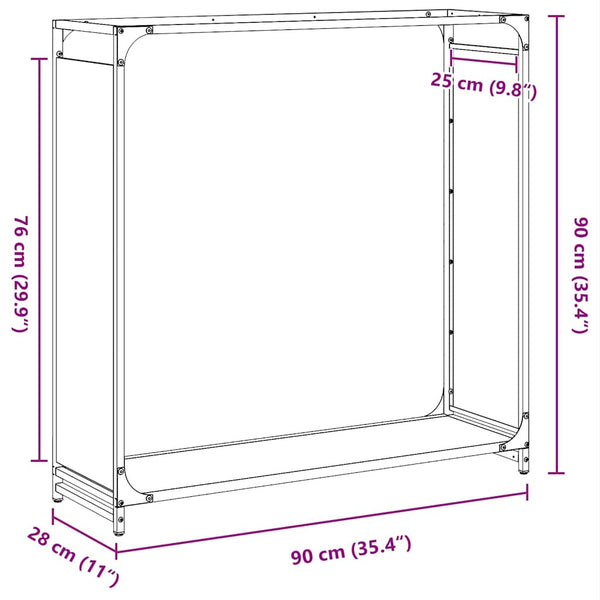 vidaXL Casier à bûches blanc 90x28x90 cm Acier laminé à froid