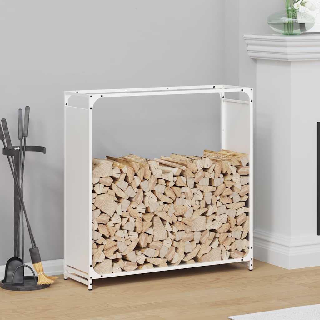 vidaXL Casier à bûches blanc 90x28x90 cm Acier laminé à froid