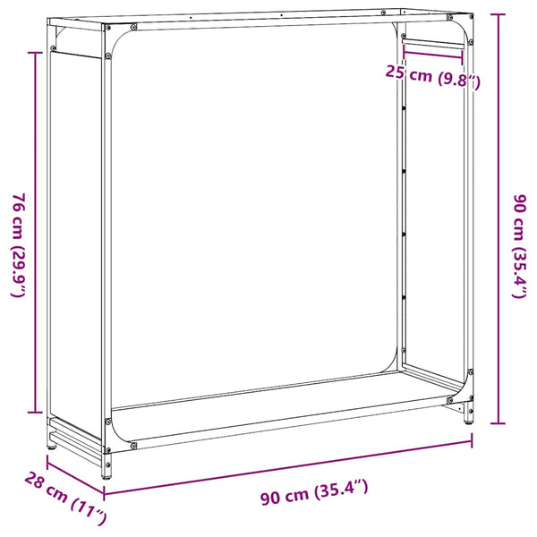 Brennholzregal Anthrazit Stahl 90x90 cm