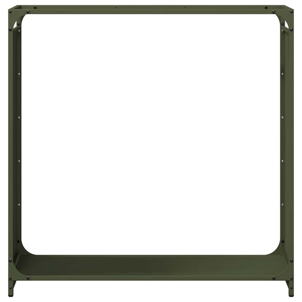 vidaXL Casier à bûches Vert olive 90x28x90 cm Acier laminé à froid