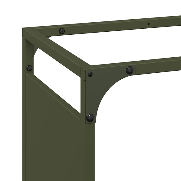 vidaXL Casier à bûches Vert olive 90x28x90 cm Acier laminé à froid