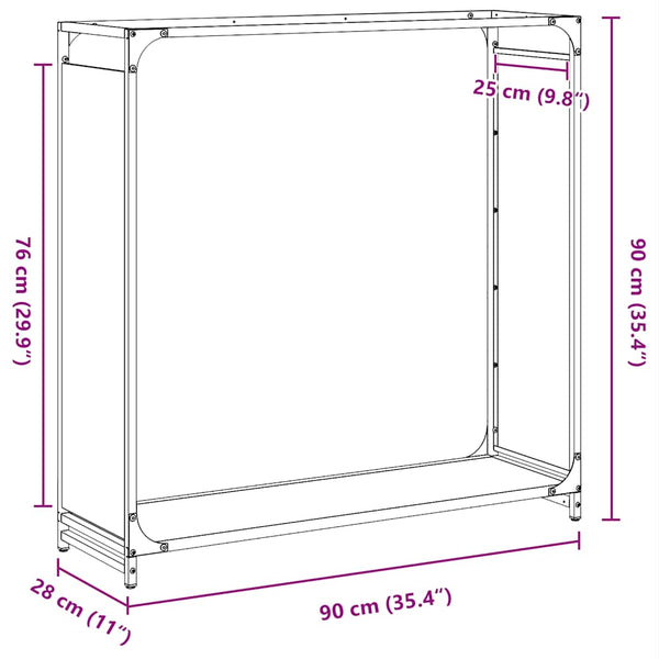 vidaXL Casier à bûches Vert olive 90x28x90 cm Acier laminé à froid