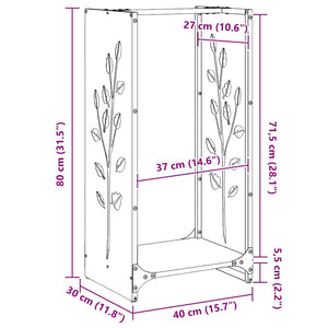 Brennholzregal Anthrazit Stahl 40x30x80cm