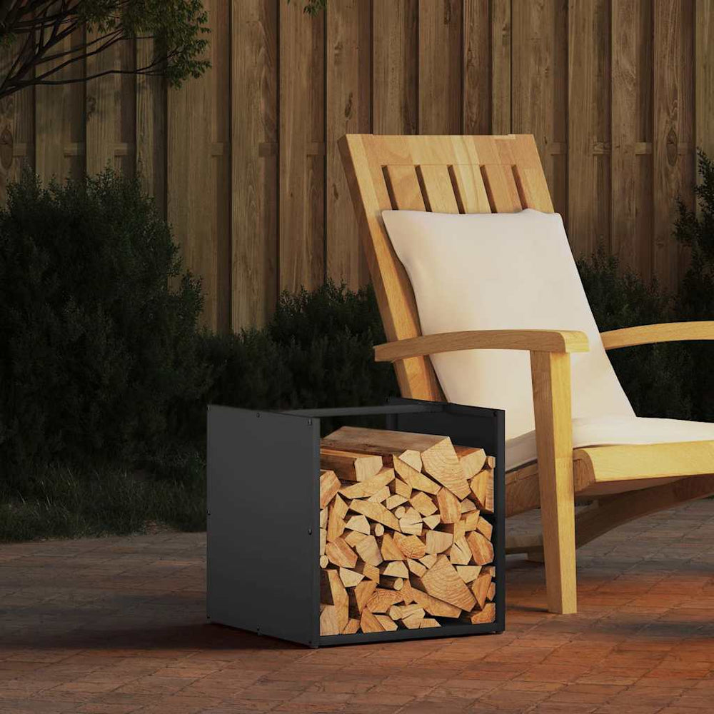Brennholzregal Schwarz 40x40x40 cm