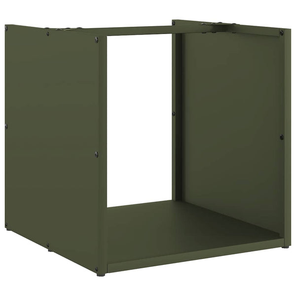 vidaXL Range-bûches Vert olive 40x40x40 cm Acier laminé à froid
