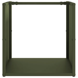 vidaXL Range-bûches Vert olive 40x40x40 cm Acier laminé à froid