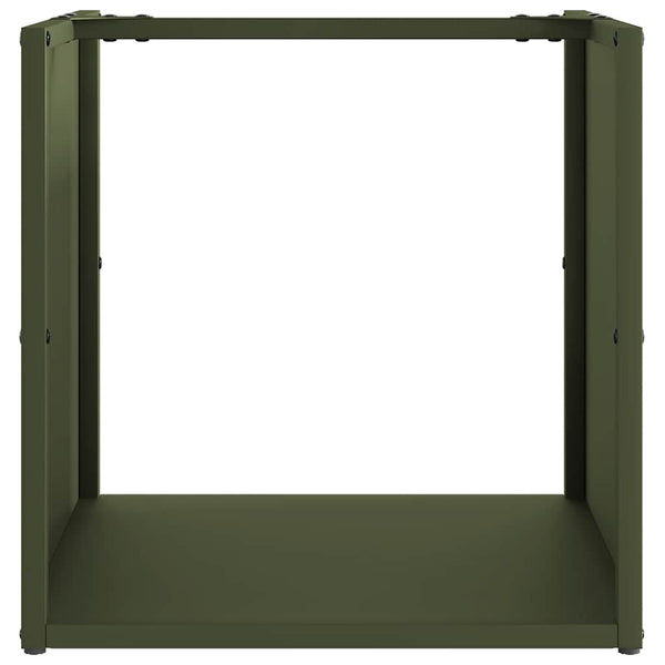 vidaXL Range-bûches Vert olive 40x40x40 cm Acier laminé à froid