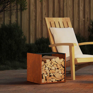 Brennholzregal 40x40x40 cm aus wetterfestem Stahl