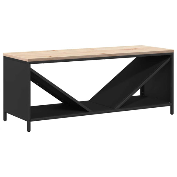 Brennholzregal mit Holzplatte, Schwarz 100,5 cm