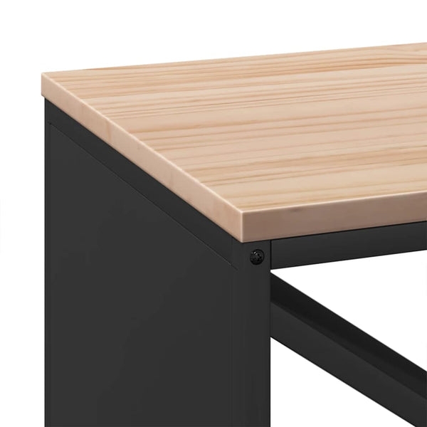 Brennholzregal mit Holzplatte, Schwarz 100,5 cm