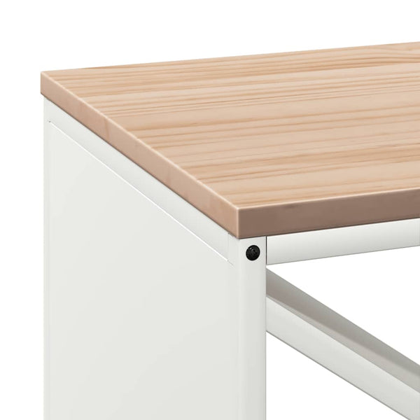 Weißes Brennholzregal mit Holzplatte 100,5 cm