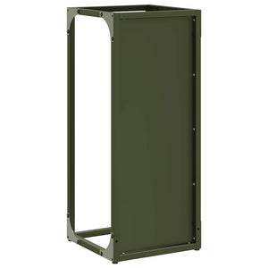 vidaXL Bûcher vert olive 25x25x60 cm en acier laminé à froid