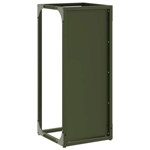 vidaXL Bûcher vert olive 25x25x60 cm en acier laminé à froid